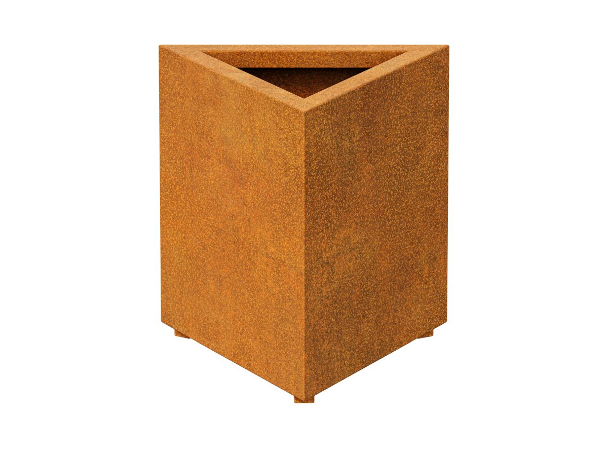 Pot De Fleurs Triangulaire En Metal Triango 600x600 Corten B - cortena.fr