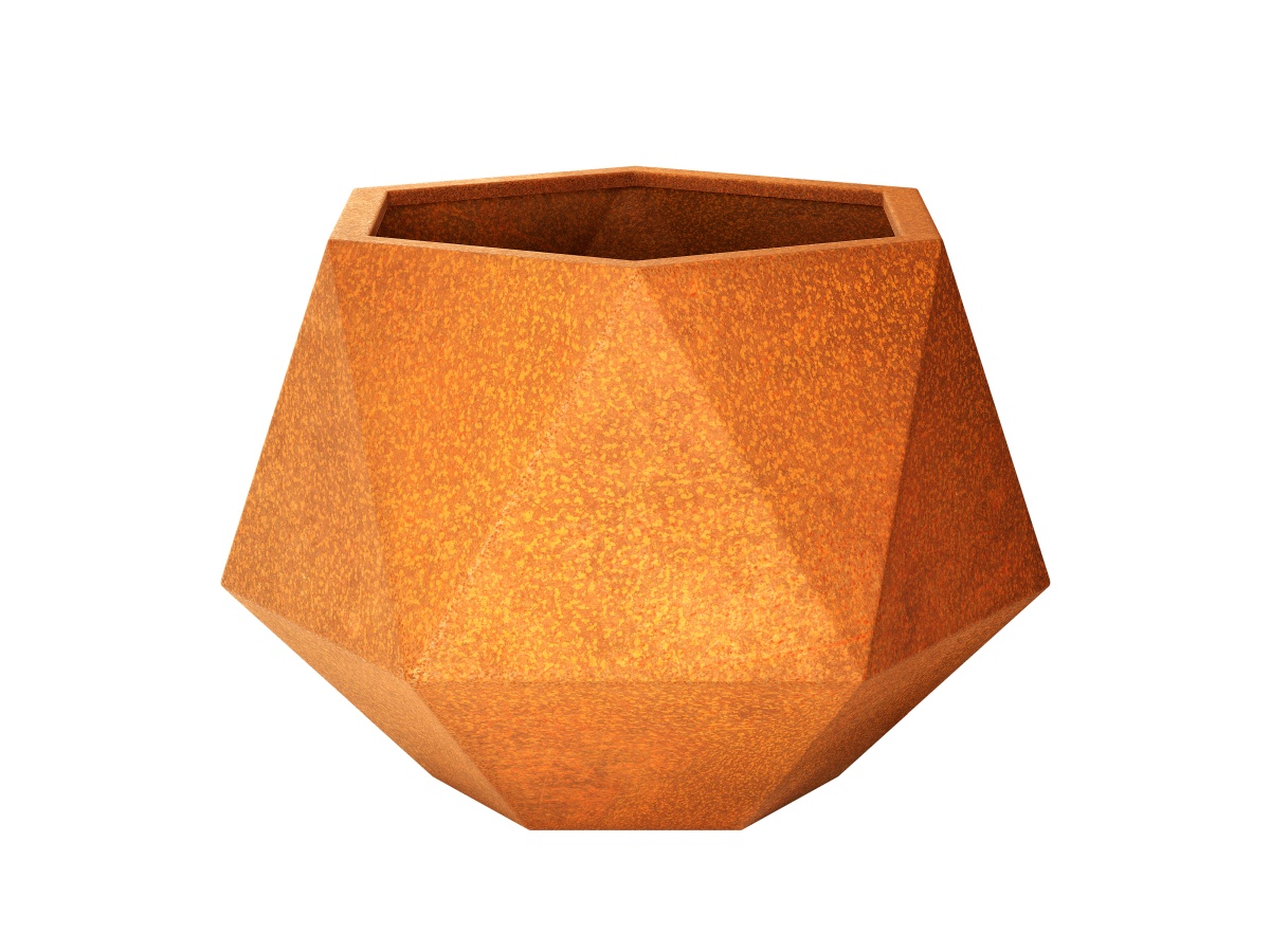 Designer Pot Corten Hexagon2 1 - cortena.fr