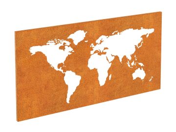 Map Of The World Metal Wall Hanging Corten A - cortena.fr