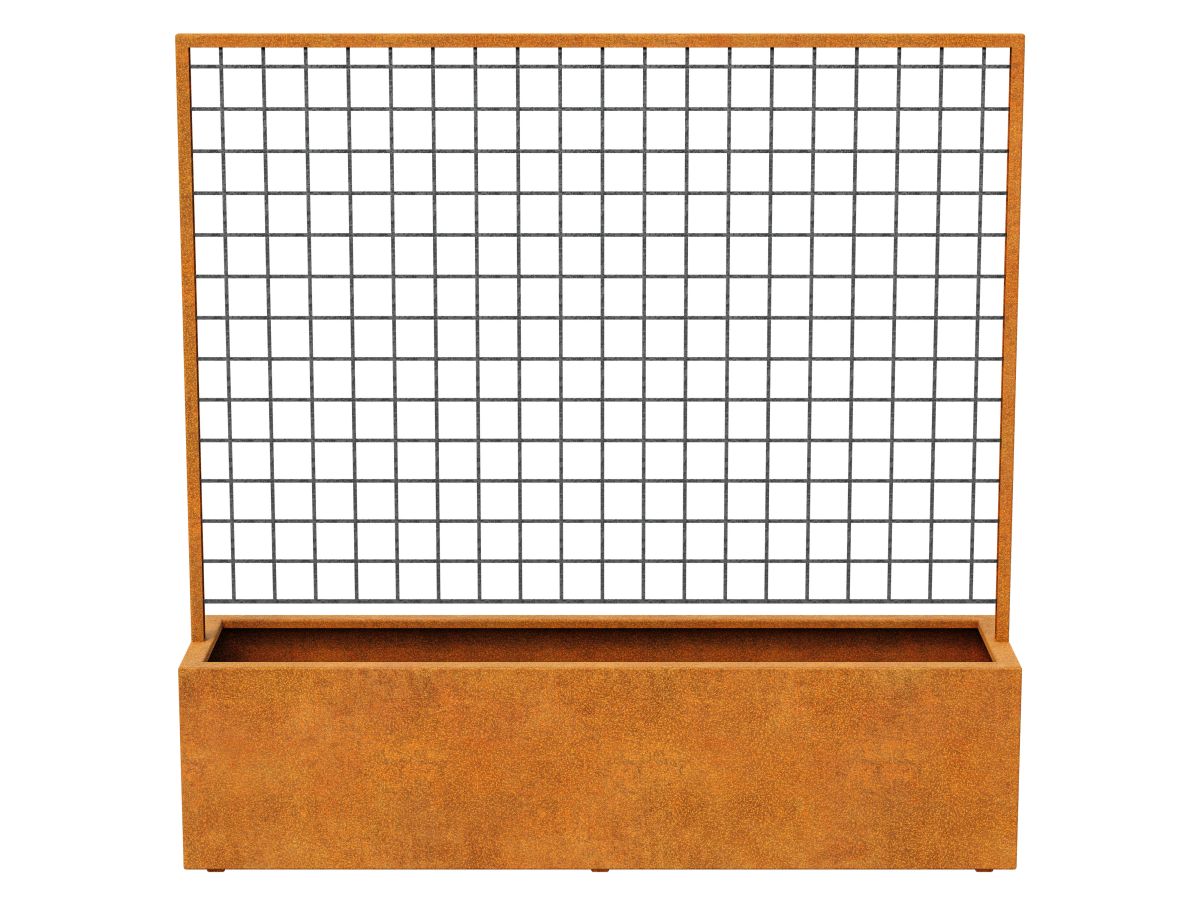Pot De Fleurs En Metal Avec Grille Red Centro 8 Corten B - cortena.fr